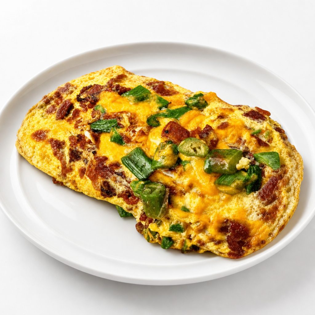 Asparagus, Bacon & American Cheese Omelet.