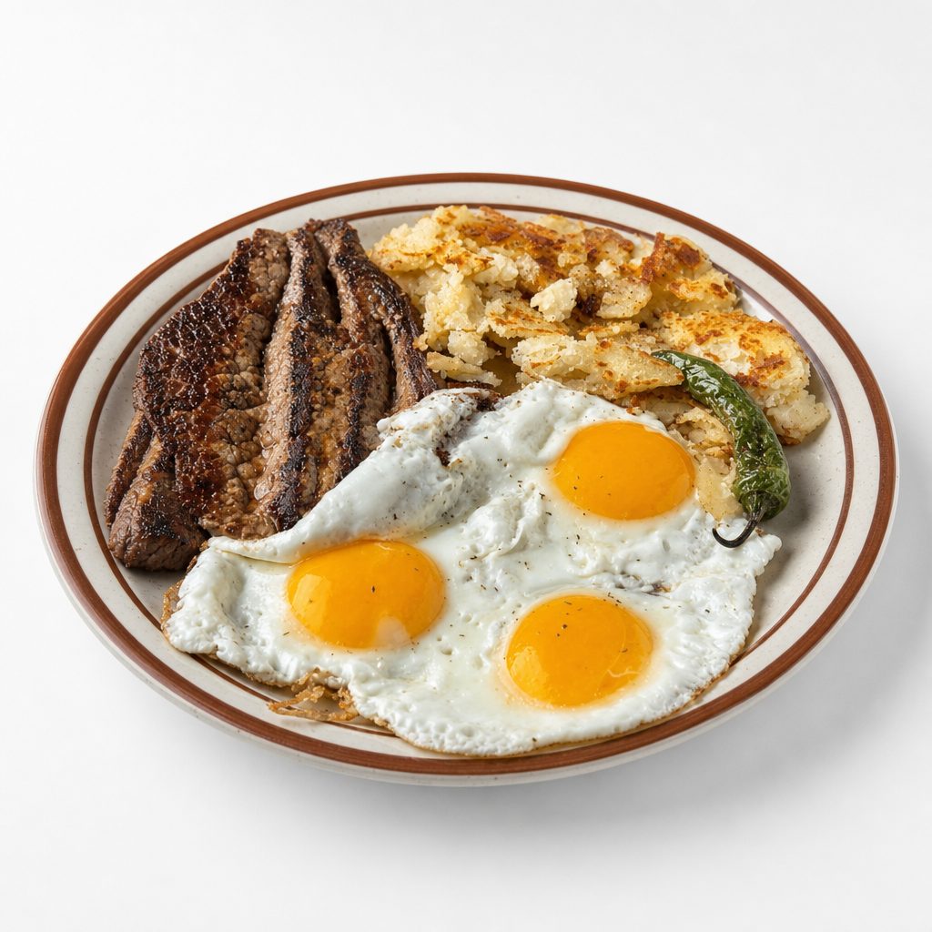 Top Sirloin Steak and Eggs.